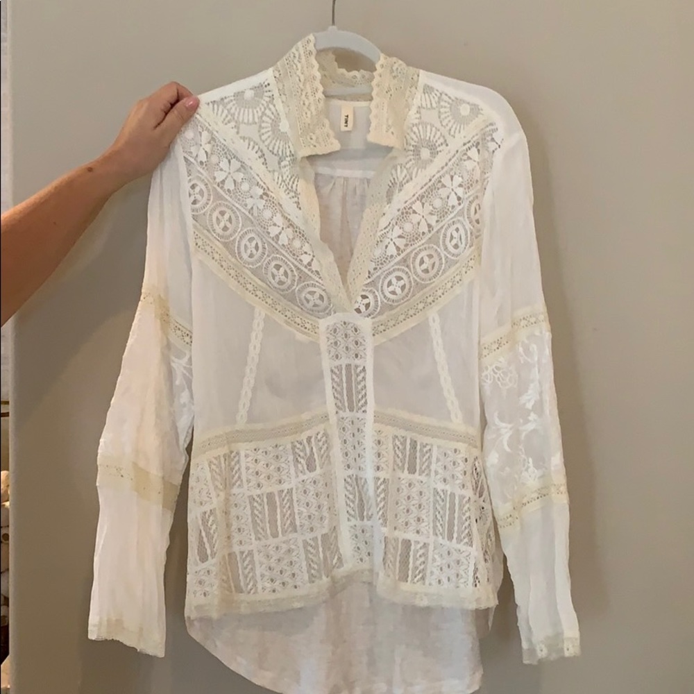 Anthropology Tiny Brand lace detailed top